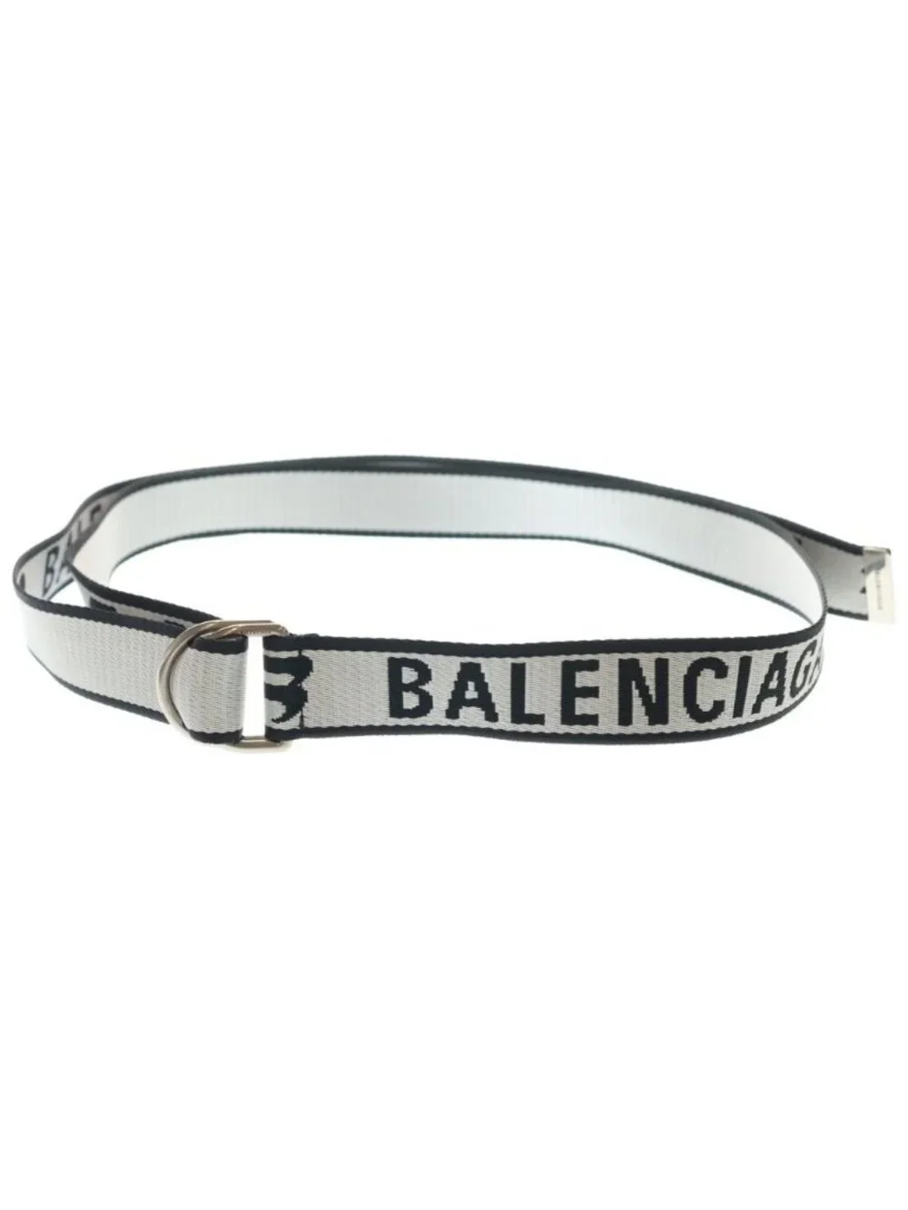 Balenciaga Logo D Ring Belt Black White